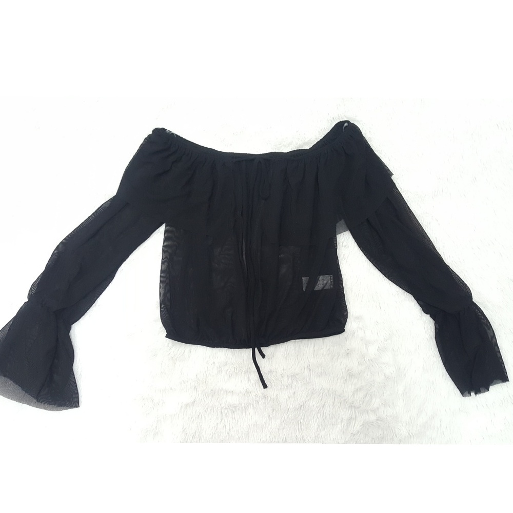 ❌SOLD❌"Cabana" Black Sheer Top NWOT - Picture 3 of 5